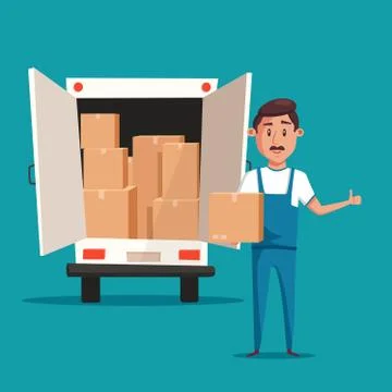 Good worker. Cartoon vector illustration. Relocation. Moving service Stock Illustration