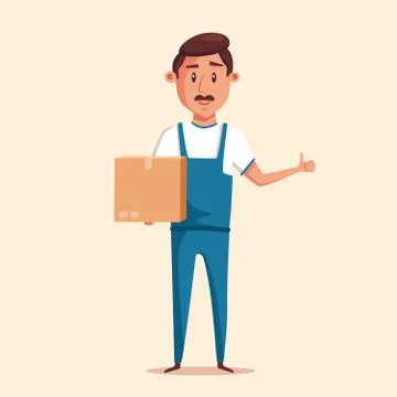Good worker in uniform. Cartoon vector illustration. Relocation Stock Illustration