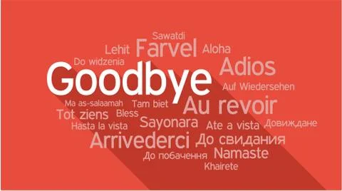 GOODBYE in different languages, word tag cloud Illustrazione stock