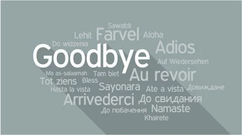 GOODBYE in different languages, word tag cloud Illustrazione stock
