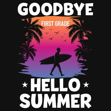 Goodbye hello summer graphics tshirt design  Stock Illustration