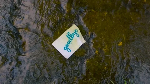 Goodbye Letter Floating Away on a River Current Vidéo 336767480