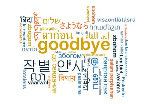 Goodbye multilanguage wordcloud background concept Stock Illustration