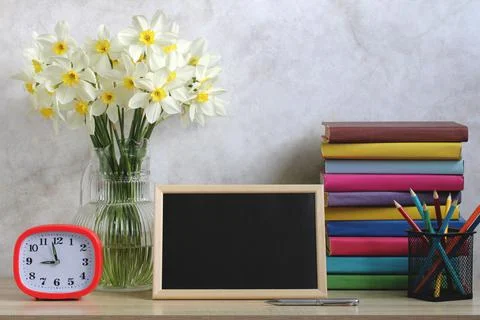 Goodbye, school. a student's workplace. Stock Photos
