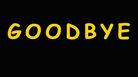 Goodbye text animation in yellow and red colors with glitch effect during e.. Video stock 343413373