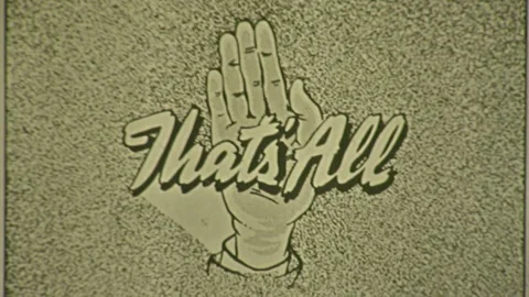 Goodbye! THATS ALL FOLKS End Title Vintage Film Home Movie Over Cinema Hollywood Stock Footage 321826946