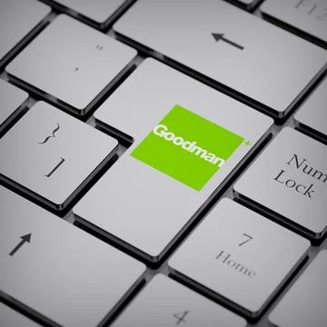 Goodman Group logo notebook keycap 3d illustration stock market editorial Stock Photos