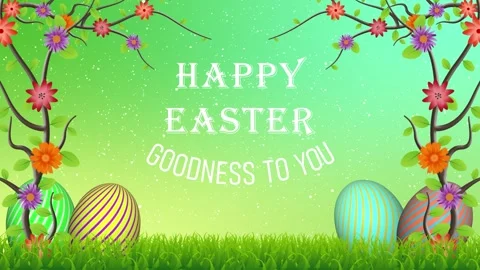 Goodness to you and happy easter blessings on blur background with eggs and.. Stock Footage 268469731