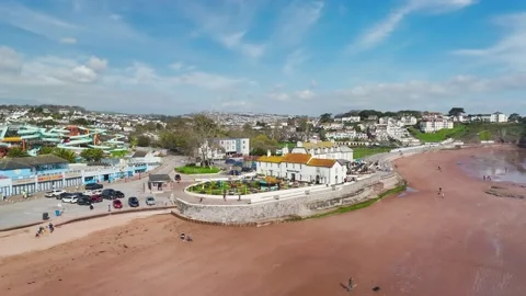 Goodrington Beach from a drone, Paignton, Devon, England Stock Footage 238016141