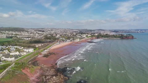 Goodrington Beach from a drone, Paignton, Devon, England Stock Footage 238016147