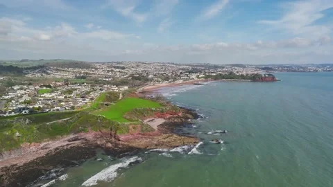 Goodrington Beach from a drone, Paignton, Devon, England Stock Footage 238016168