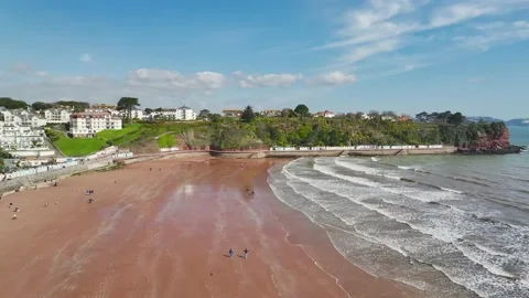 Goodrington Beach from a drone, Paignton, Devon, England Stock Footage 238016221
