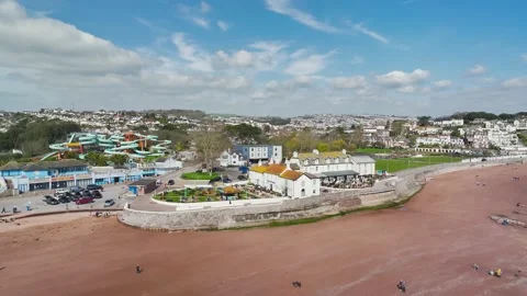 Goodrington Beach from a drone, Paignton, Devon, England Stock Footage 238016262