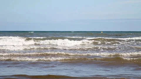 Goodrington Sands, Devon: Front-on view, slow motion of waves (NO AUDIO) Stock Footage 116447032