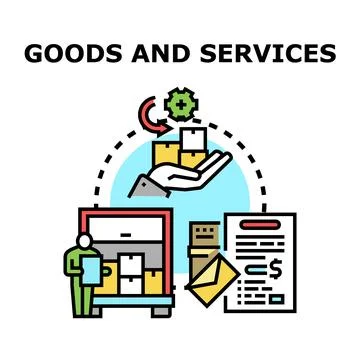 Goods and services concept vector delivering products Stock Illustration