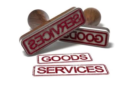 Goods and services over white background. Stock Illustration