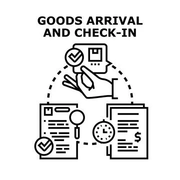 Goods arrival and check in process management concept Illustrazione stock