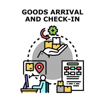 Goods arrival and check in process management vector concept 库存插图
