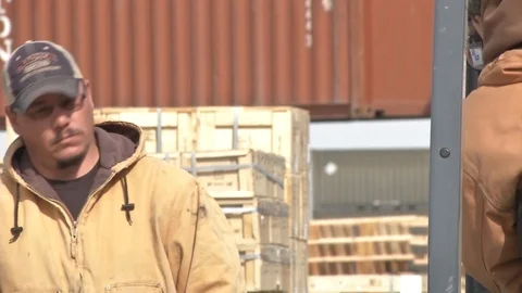Goods being loaded into container - 2015 Stock Footage 99980466