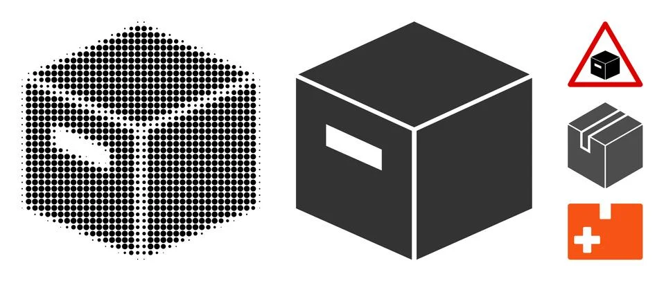 Goods Box Halftone and Solid Icon イラスト素材