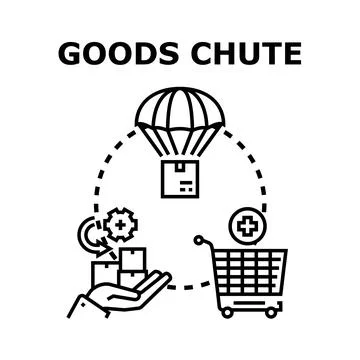 Goods chute concept with delivery and shopping process Stock Illustration
