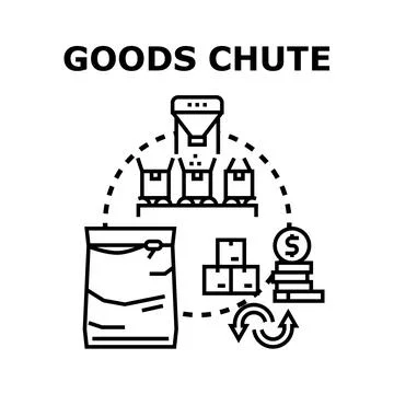 Goods chute receiving and packaging items for delivery Stock Illustration