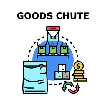 Goods chute receiving and packaging items for delivery Stock Illustration