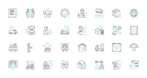 Goods delivery linear icons set. Shipping, Delivery, Logistics, Parcel, Courier Stock Illustration