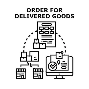 Goods delivery order processing and warehouse management concept Stock Illustration