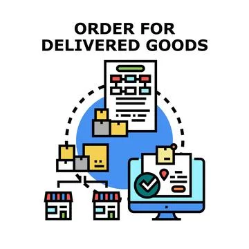 Goods delivery order processing and warehouse management concept Stock Illustration