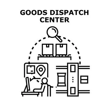 Goods dispatch center logistics and delivery management concept Stock Illustration