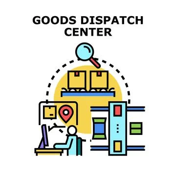 Goods dispatch center logistics and delivery management concept Stock Illustration