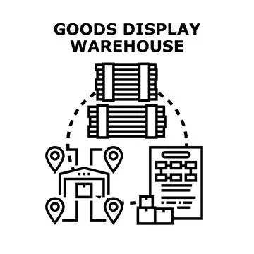 Goods display warehouse logistics distribution process system 스톡 일러스트
