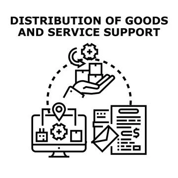 Goods distribution and service support process illustration イラスト素材