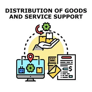 Goods distribution and service support process illustration Stock Illustration