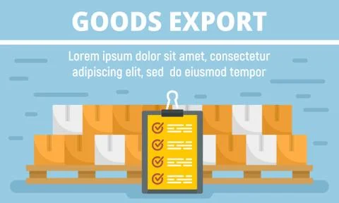 Goods export concept banner, flat style Stock Illustration