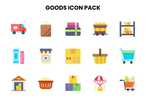 Goods Flat Design Icons Pack Illustrazione stock