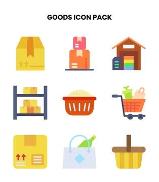 Goods Flat Graphics Icons Pack Stock Illustration