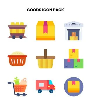 Goods Flat Graphics Icons Pack Stock Illustration