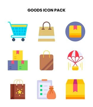 Goods Flat Icons Pack Stock Illustration