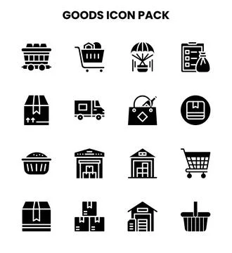 Goods Glyph Bundle Icons Pack 스톡 일러스트