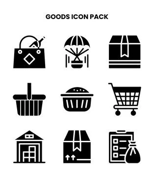 Goods Glyph Vector Icons Pack Stock Illustration