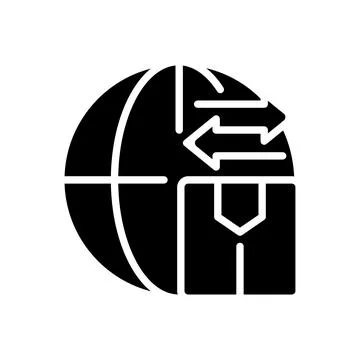 Goods import and export black glyph icon Stock Illustration