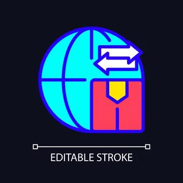 Goods import and export RGB color icon for dark theme Stock Illustration