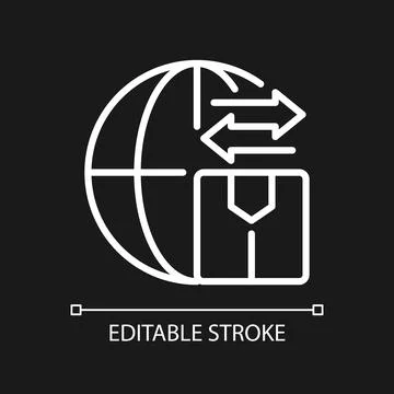 Goods import and export white linear icon for dark theme Stock Illustration