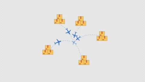 Goods import network 2D cartoon object animation Stock Footage 337708555