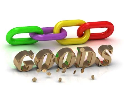 GOODS- inscription of gold letters and green, yellow, red section of the chai Stock Illustration