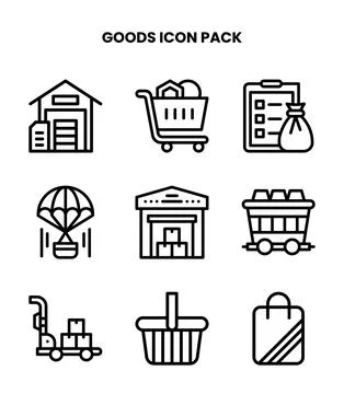 Goods Line Bundle Icons Pack Stock Illustration