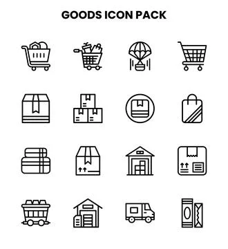 Goods Line Icons Pack Stock Illustration