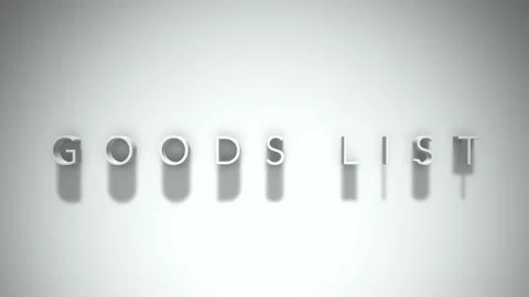 Goods list 3D title animation with shadows on a white background Stock Footage 297671753